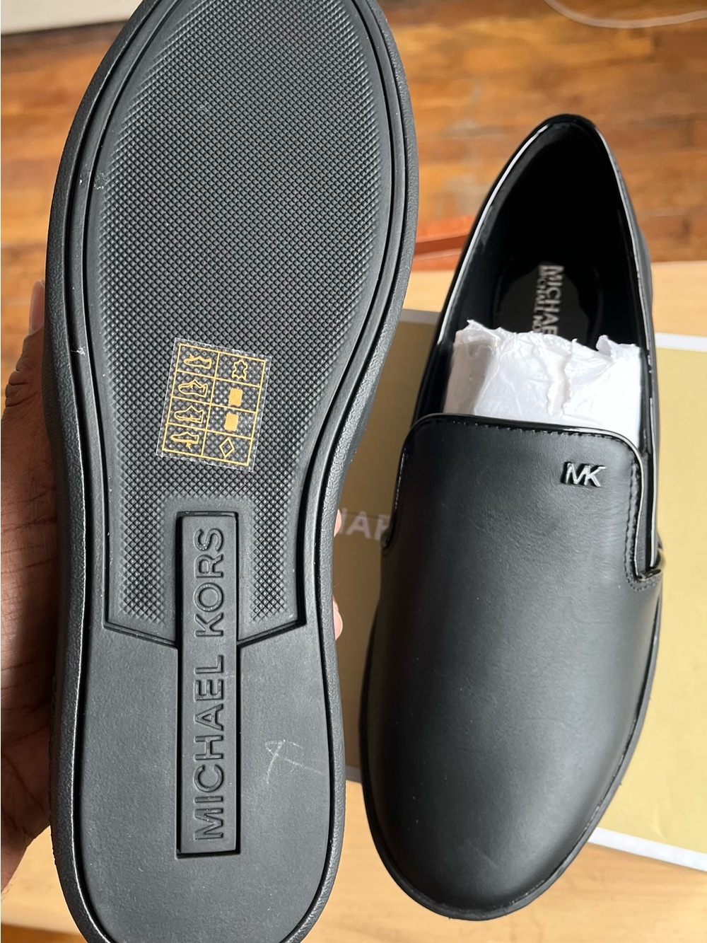 Michael Kors Keaton Black Leather Slip-On Loafers 9.5 - Picture 6 of 11